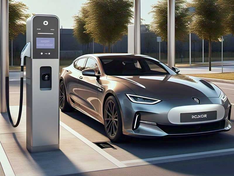 An electric car charging
