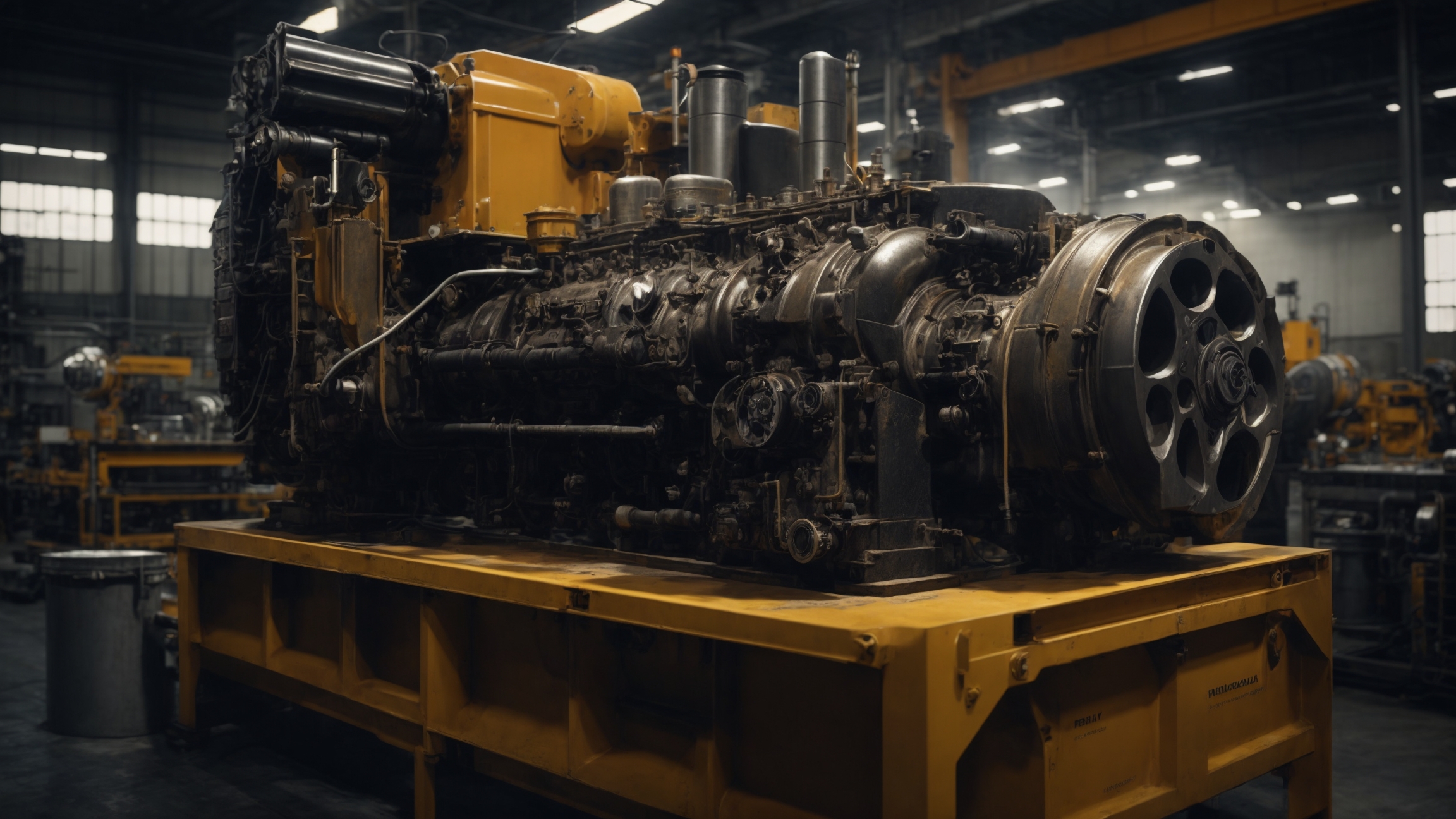 heavy diesel engine maintenance in workshop