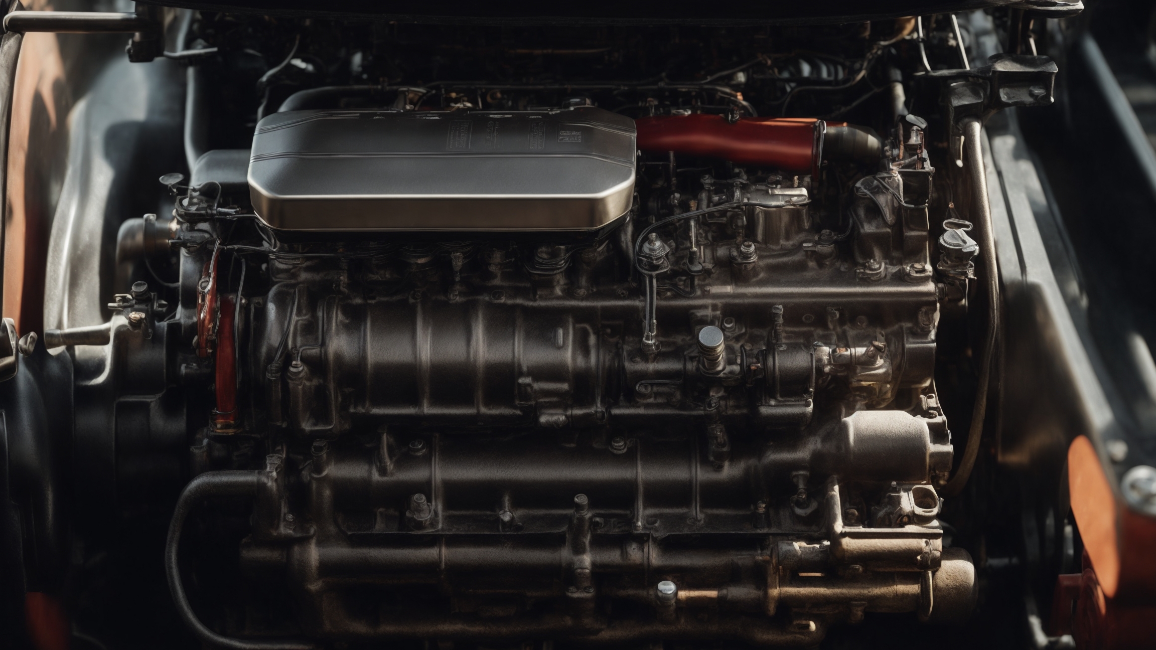 Heavy diesel engine components close-up